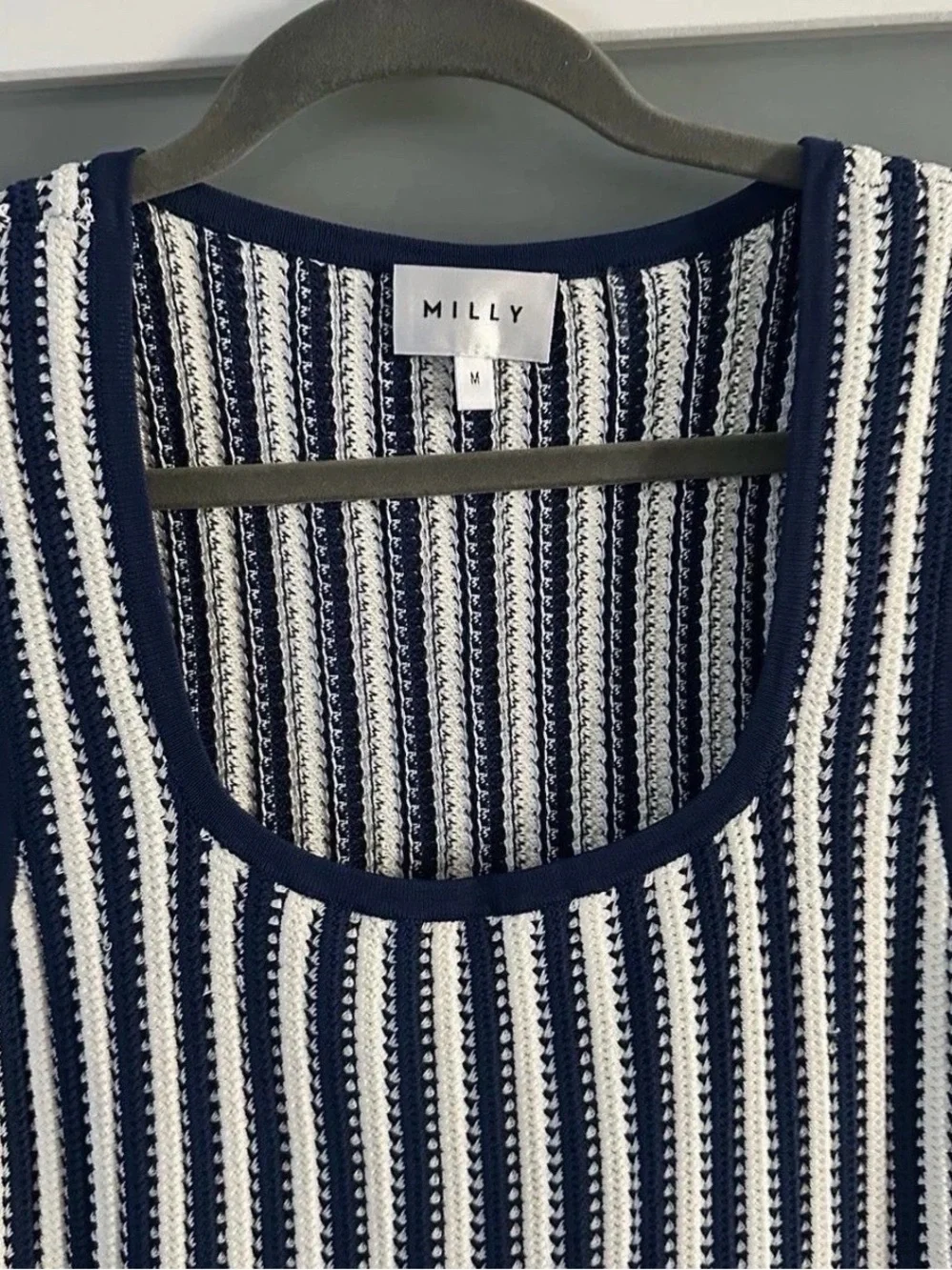 Milly Navy and White Vertical Stripe Midi Tank Dress - Picture 2 of 4